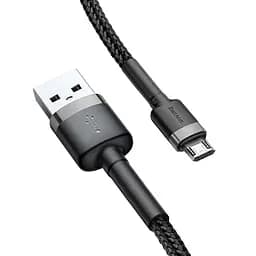 Дата кабель Baseus Cafule USB to MicroUSB Cable 2.4A (1m) (CAMKLF-B) Сірий/Чорний - мініатюра 2