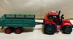 Іграшковий пластиковий трактор з причепом та тваринами Farm Tractor Hot power (077871) Червоний із зеленим - мініатюра 6