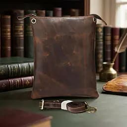 Сумка-планшет із натуральної вінтажної шкіри 14061 Vintage коричнева - мініатюра 8