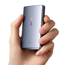 Мережевий зарядний пристрій Baseus GaN5 Pro Ultra-Slim 65 W (2 порти C+U) з кабелем 100 W (CCGP150113) сіре - мініатюра 6
