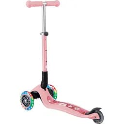 Самокат Globber Junior Foldable Lights пастельно-розовый с цветами, до 50 кг, 2+