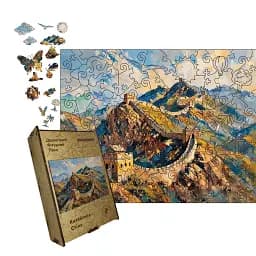 Деревянный фигурный пазл Большая китайская стена, А3, Деревянная коробка 200 элементов