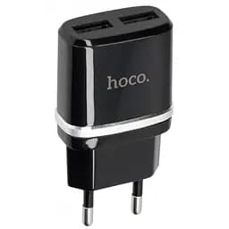 Мережевий зарядний пристрій Hoco-C12 (2 USB) 2.4 A Black