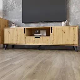 Тумба під телевізор з чорними ніжками М-ЗОН Борн 1600 Дуб Артизан (MZN-031083)