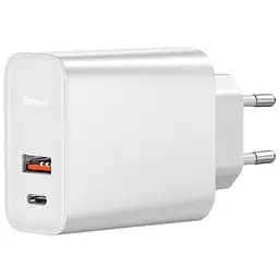 Мережевий зарядний пристрій Baseus Speed ​​PPS Quick Charger 1USB + 1Type-C 3.0 C+U 3A TZCAFS-A02 White