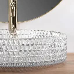 Умивальник Rea Cristal transparent (REA-U8881) 39см - круглий - накладний - загартоване скло - мініатюра 4