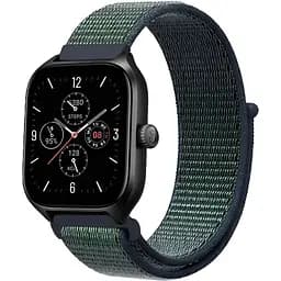 Ремінець нейлоновий на липучці BeWatch Xiaomi Amazfit BIP/GTS/GTR 20 мм Зелений із синім (1011318.3UW)