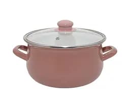 Кастрюля эмалированная Infinity Caramel, со стеклянной крышкой, 22 см, 4,8 л, коралловый (6625144)