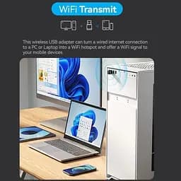 Адаптер WiFi Vention 2.4GHz/5GHz 150/433 Мбіт/с, USB (KDSB0) - мініатюра 4