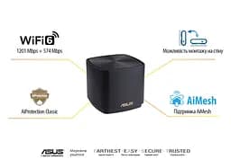 Система WiFi-Mesh ZenWiFi XD4 PLUS AX1800, 1xGE LAN, 1xGE WAN, 1мод, чорний Asus teh0017202 - мініатюра 8