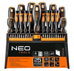 Отвертки, 20 бит, SL, PH, PZ, Torx, H, сталь S2, с подставкой, набор 37шт Neo Tools hoz0014126
