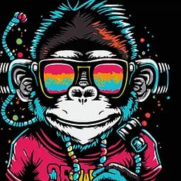 Набор для росписи Strateg Обезьяна в наушниках и очках на черном фоне 40х40 см (AV4040-53)