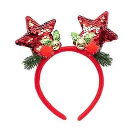 Ободок новорічний СХ-24 Зірки/Ялинки/Олень з паєтками (6968811209248) Зірочки Вид 3