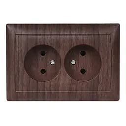 Розетка подвійна Primera 3907 темна вишня під дерево (LUXEL) (уп.10шт)**