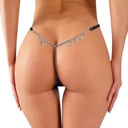 Сексуальні трусики Art of Sex Bad Bitch з ланцюжком чорні, розмір XS-M