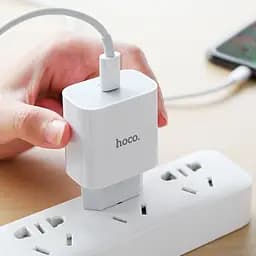 Мережевий зарядний пристрій 1Type-C Hoco C76A PD 20W White + Cable Type-C to Lightning - мініатюра 7