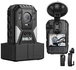 Нагрудна боді-камера Boblov B4K4 пам'ять 128Гб з дисплеєм 2.0 дюйма GPS нічний запис датчик руху акумулятор 4000 мА·год док-станція
