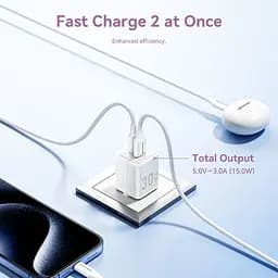 Зарядний пристрій 2xUSB 30W (USB-A/USB-C) + USB-C cable М-М White Vention - мініатюра 7