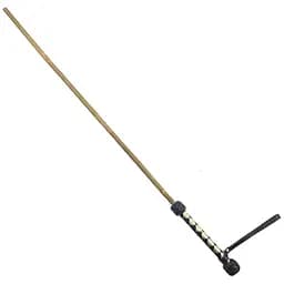 Трость бамбуковая 75 см , рукоятка натуральная кожа, черно-золотая