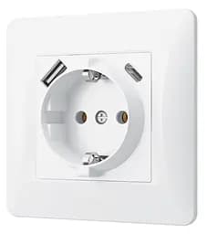 Розетка Videx Binera одинарна із заземленням з USB+USB-C біла (VF-BNSK1GUC-W) - мініатюра 2