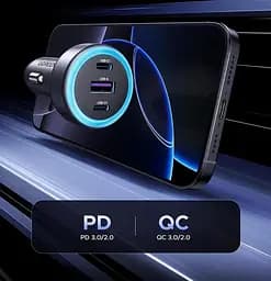 Автозарядка Ugreen 3xUSB 30W (2xUSB-C + USB-A) QC 4.0 Сіра (EC307) (45843) - мініатюра 4