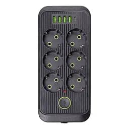 Сетевой фильтр-удлинитель Yiwu HP-5-24 SMART F06U на 6 розеток 5 USB 3 метра черный 