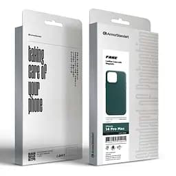 Кожаный чехол-панель для Apple iPhone 14 Pro Max, FAKE Leather Case, зеленый, искусственная кожа, премиальный, противоударный, защита всего корпуса, с мягкой подкладкой, поддержка MagSafe и беспроводной зарядки, ArmorStandart (ARM64402) - мініатюра 5