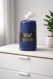 Простирадло на резинці 180х220 см з двома наволочками 50х70 см страйп сатин синій TC303376226