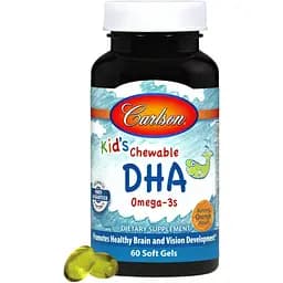 Рыбий жир DHA для детей Carlson Kid's Chewable вкус апельсина 60 желатиновых капсул