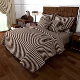 Постельное белье MERISET Коричневое Бязь страйп Двуспальный 550034-2