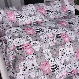 Підковдра MirSon Бязь Kids Time 17-0670 GrayPink Kitties 160х220 см Рожево-сіра (2200010182194) - мініатюра 5