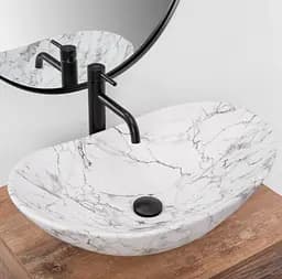 Умивальник Rea Royal накладний statuario marble matt REA-U8010, Мармур - мініатюра 2