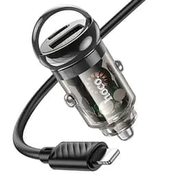 Адаптер автомобільний HOCO DZ3 2 USB car charger + кабель Lightning прозоро чорний