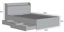 Ліжко двоспальне MebelStar Адель з ящиками 140x200 см Антрацит (MBS-1422) - мініатюра 2