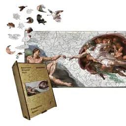 Дерев'яний фігурний пазл Сотворення Адама, А1, Картонна коробка 500+ елементів