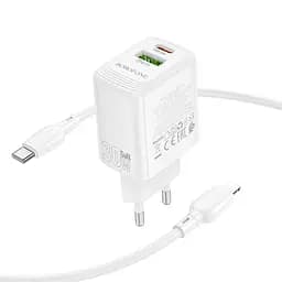 МЗП Borofone BN29 Fuente PD30W+QC3.0 (1USB-A/1C) + кабель Type-C to Lightning White - мініатюра 3