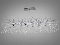 Гармонійна підвісна кришталева люстра витягнутої форми, 12 ламп, хром