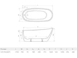 Ванна акрилова Radaway Nikia 175x78 + ніжки (WA1-41-175x078U-B) - мініатюра 3