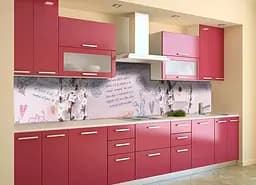 Кухонний фартух Вірші вінілова наклейка ПВХ написи квіти вишні Рожевий 60х250 см Happy Pocket Z180702