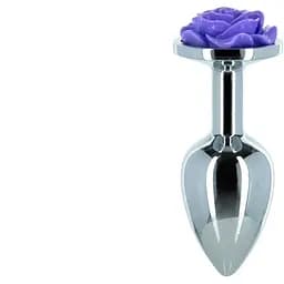 Металлическая анальная пробка Lux Active с розой - Rose Anal Plug - Purple