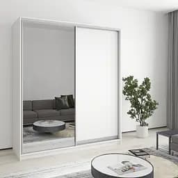 Шафа-купе дводверна MebelStar Комбо AL ДСП/Дзеркало 180x60x210 см Аляска білий (MBS-2749)