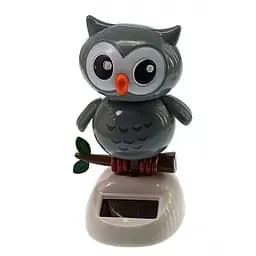 Сова танцующая на солнечной батарее Flip Flap 10.5х6х6 см серая
