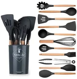 Набір кухонного приладдя Edenberg Silicone kitchen utensils set 12 предметів Чорний - мініатюра 9