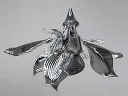 Красивая подвесная люстра с керамическими элементами, 3 лампы, хром.