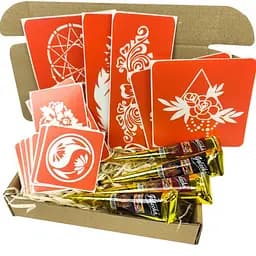 Набор цветной хны с трафаретами для био-тату №6 Fresh Tattoo color-henna-set-06