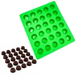 Силиконовая форма на планшете для конфет, шоколада, мини тортиков, желе, выпечки кексов и мини-маффинов, 30 ячеек Зелёный 88125