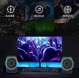 Компьютерные колонки Kisonli X20 Bluetooth, 20W, USB, RGB light, Black - мініатюра 7