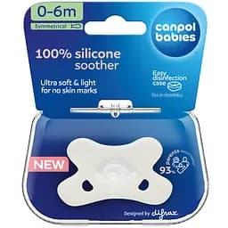 Пустушка силіконова Canpol babies симетрична 0-6 місяців біла