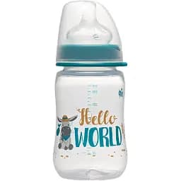 Бутылочка для кормления Nip PP с широкой горловиной, соска с широким горлышком 260 мл голубая (35041)