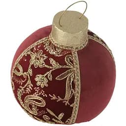 Ялинкова куля J-line декоративна різдвяна червоного кольору з текстилю діаметр 23 см (46515)